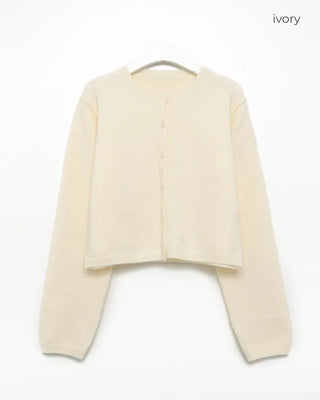 Round neck cropped spring cardigan