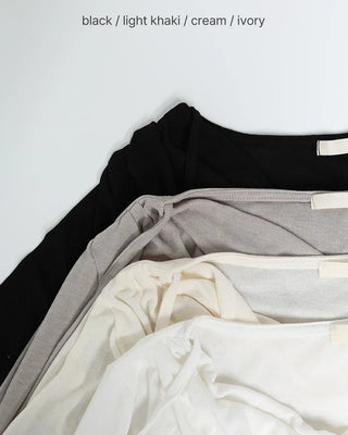 Drape neck strap point long sleeve shirt
