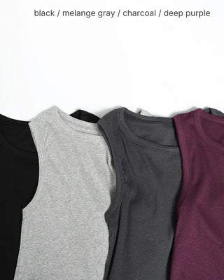 Waist Oval Slit Ribbed Tank Top
