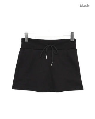 Wide-waisted ribbed sweatshirt mini skirt