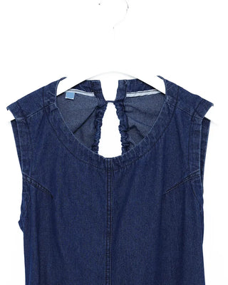 Back-slit denim long dress