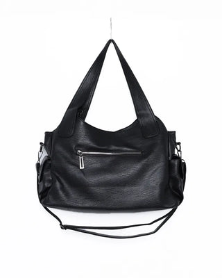 Front zip leather shoulder bag