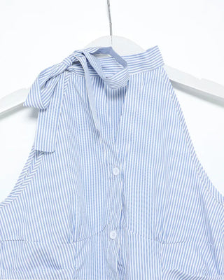 Striped gathered halter neck blouse