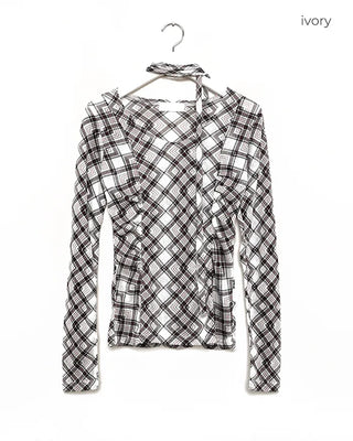 Checkered scarf T-shirt