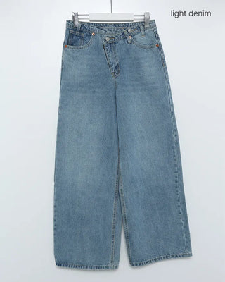 Wrap Point Wash Wide Denim Pants
