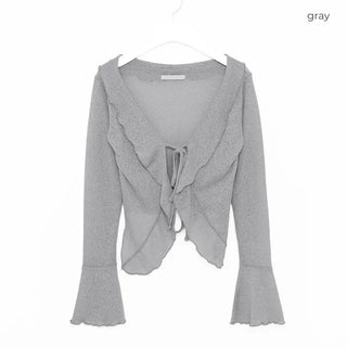 Frill Ribbon Sheer Cardigan