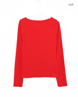 Slashed Neck Long T-Shirt