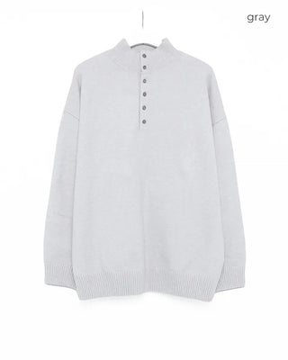Henley neck wool knit