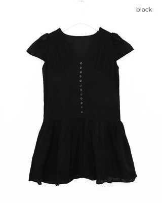 Punched Shirring Mini Dress