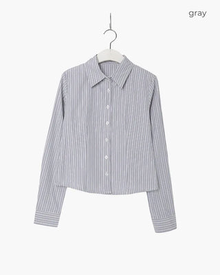 Striped Crop Long Sleeve Shirt
