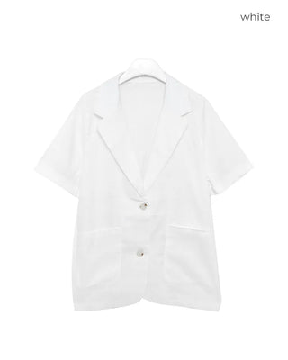 Linen Overfit Short-Sleeve Jacket