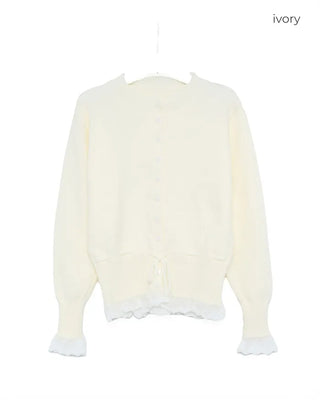 Lace-layered string cardigan