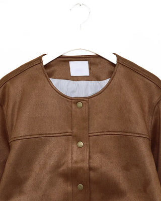 Suede round neck jacket