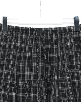 Checked Shirred Long Skirt