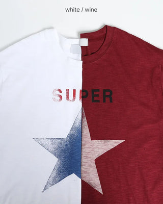 Vintage star print short-sleeved T-shirt