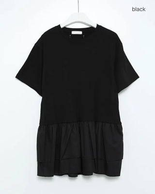 Frilled hem short-sleeve T-shirt