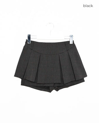Pleated mini skirt pants