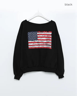 USA One-Shoulder Point Sweatshirt