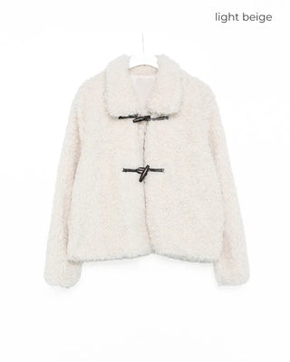 Color Two-Button Point Fur Jacket