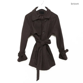 Belted trench short coat