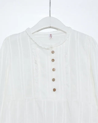 Round neck frill detail blouse