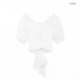 Back ribbon off-shoulder blouse