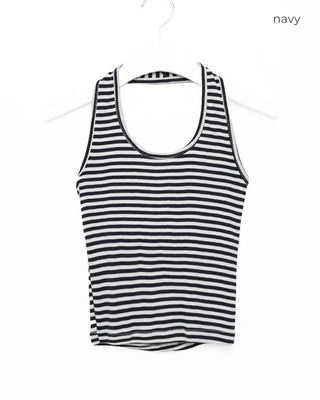 Striped volter neck cropped top