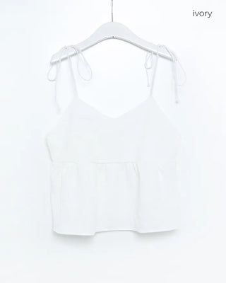 Ribbon strap shirred blouse