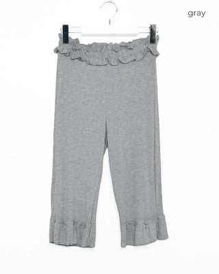Summer ribbed frill hem capri pants