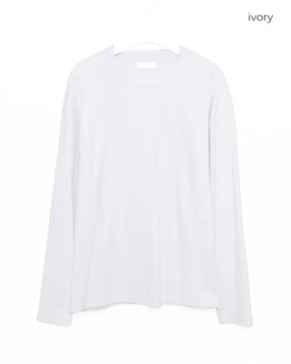 Ribbed round neck long-sleeve T-shirt