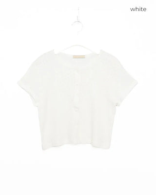 Flower punched short-sleeved cardigan
