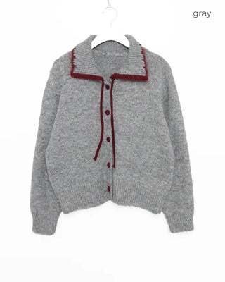 Two-tone ribbon knit cardigan