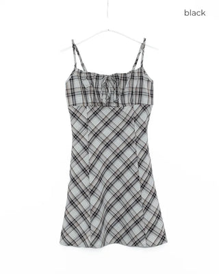 Checked layered camisole dress