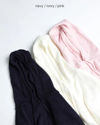 Knitted Flower Punching Hooded Cardigan