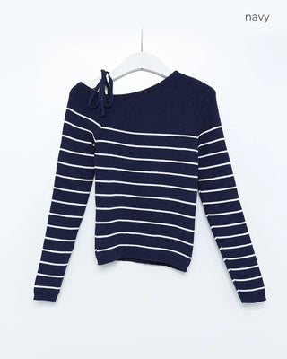Striped off-shoulder knit