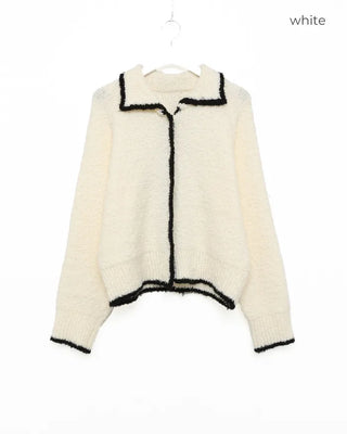 Two-tone oversized knit cardigan
