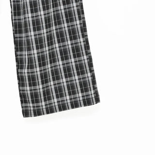 Checked wide banding pants