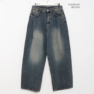 Vintage Wash Wide Denim Pants