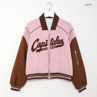 Two-tone varsity jacket