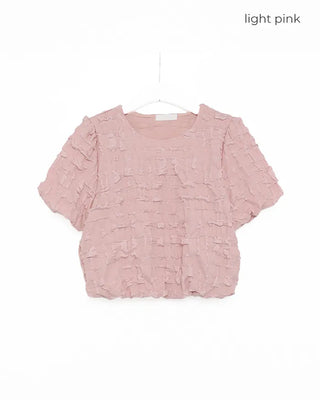 Wrinkle Volume Short-Sleeve Blouse