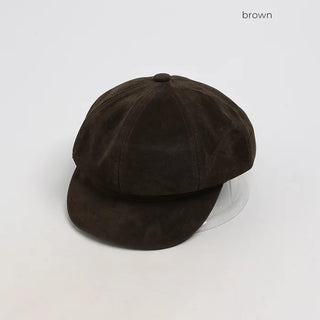 Simple suede newsboy cap