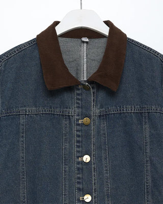 Corduroy Collar Neck Denim Jacket