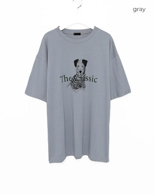 Oversized puffy dog short-sleeved T-shirt