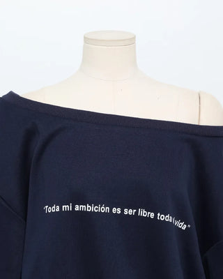 Lettering One-Shoulder Sweatshirt