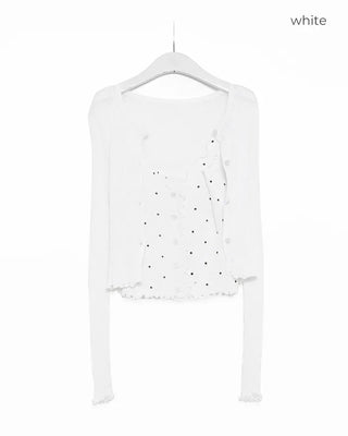 Knit sleeveless cardigan set