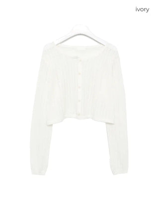 Perforated Cropped Cardigan