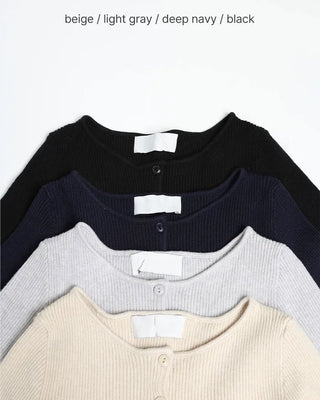 Ribbed Henley Neck Knit