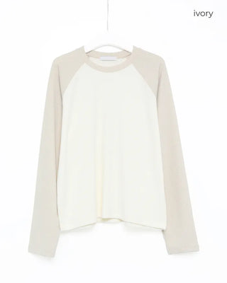 Raglan Shoulder Ribbed Long T-Shirt