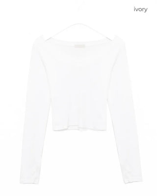 V-neck slim long T-shirt
