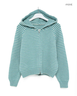 Oversized striped hooded zip-up
